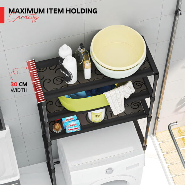 MIORAH Washing Machine Stand Rack Storage Shelf Aluminum White 3 Tier Space Saving Over Washer Organizer for Laundry Room Bathroom Adjustable Utility Shelf for Detergent Towels Baskets Pack of 1 - Image 13