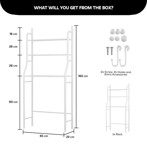 MIORAH Washing Machine Stand Rack Storage Shelf Aluminum White 3 Tier Space Saving Over Washer Organizer for Laundry Room Bathroom Adjustable Utility Shelf for Detergent Towels Baskets Pack of 1 - Image 16