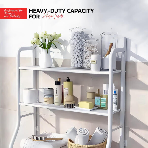 MIORAH Washing Machine Stand Rack Storage Shelf Aluminum White 3 Tier Space Saving Over Washer Organizer for Laundry Room Bathroom Adjustable Utility Shelf for Detergent Towels Baskets Pack of 1 - Image 19
