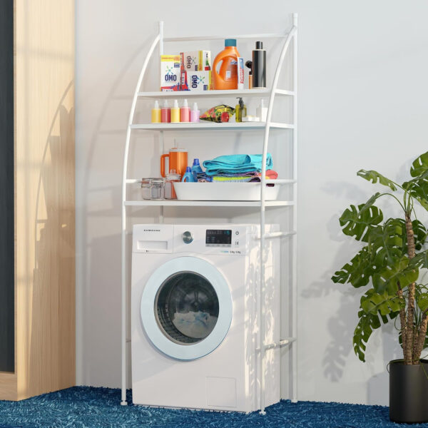MIORAH Washing Machine Stand Rack Storage Shelf Aluminum White 3 Tier Space Saving Over Washer Organizer for Laundry Room Bathroom Adjustable Utility Shelf for Detergent Towels Baskets Pack of 1 - Image 22