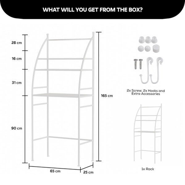 MIORAH Washing Machine Stand Rack Storage Shelf Aluminum White 3 Tier Space Saving Over Washer Organizer for Laundry Room Bathroom Adjustable Utility Shelf for Detergent Towels Baskets Pack of 1 - Image 23