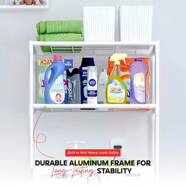 MIORAH Washing Machine Stand Rack Storage Shelf Aluminum White 3 Tier Space Saving Over Washer Organizer for Laundry Room Bathroom Adjustable Utility Shelf for Detergent Towels Baskets Pack of 1 - Image 32
