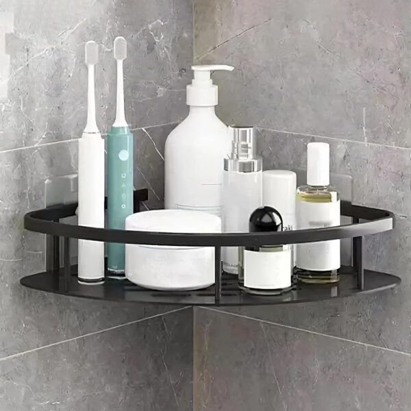 MIORAH Bathroom Accessories Set | Rustproof Bathroom Shelves | No Drilling Shelf | Gold Black Aluminium | Pack of 2 - Image 14