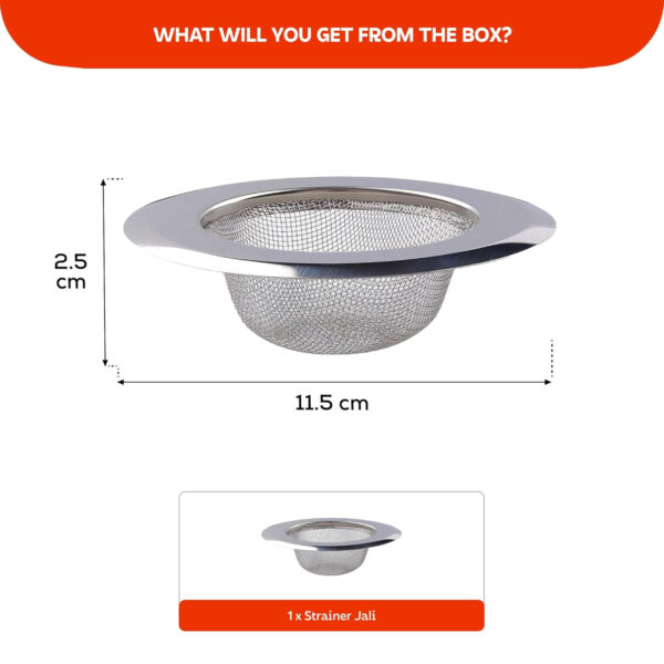 Stainless Steel Sink Strainer by MIORAH | Heavy Duty Kitchen Sink Jali, Anti-Clog Drain Filter, 11.5cm Wide Rim, Rust-Proof Waste Coupling Jali for Basin (Packof1) - Image 2