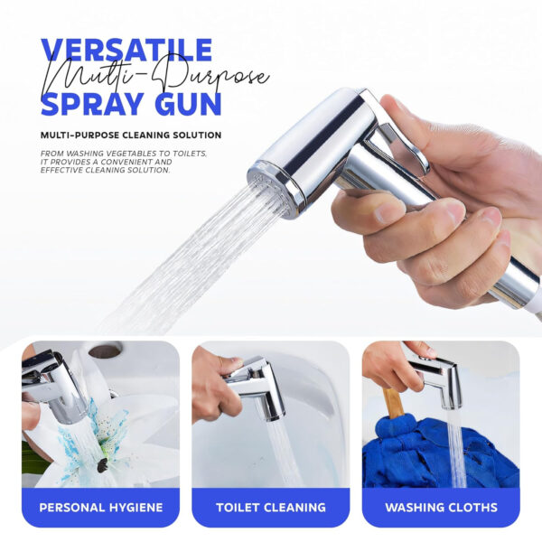 Health Faucet Set by MIORAH | ABS Jet Spray Gun with Pipe & Hook | Toilet Faucet for Bathroom, Leak-Proof, Easy Installation - Image 3