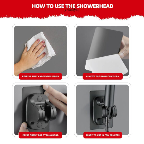 Shower Head Holder for Bathroom by MIORAH | Health Faucet Holder for Toilet | Adjustable Without Drill Jet Spray Holder (Pack of 1) - Image 7