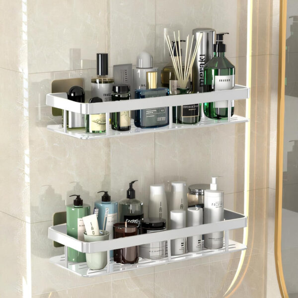 MIORAH Self Adhesive Bathroom Shelves | Bathroom Accessories Set | Rustproof White Rack | No Drill | Pack of 1 - Image 8