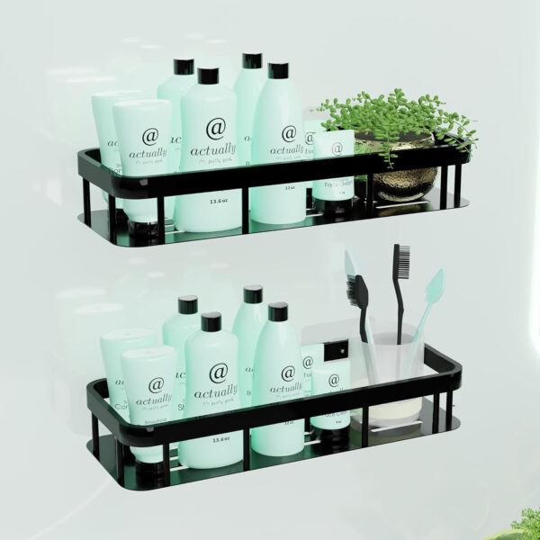 MIORAH Self Adhesive Bathroom Shelves | Bathroom Accessories Set | Rustproof White Rack | No Drill | Pack of 1 - Image 29