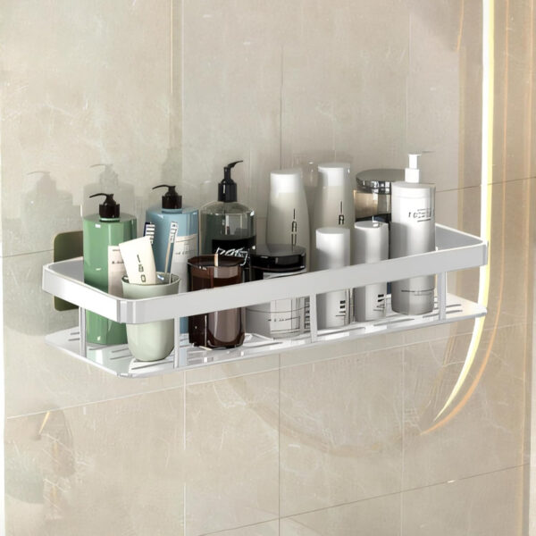 MIORAH Self Adhesive Bathroom Shelves | Bathroom Accessories Set | Rustproof White Rack | No Drill | Pack of 2 - Image 8