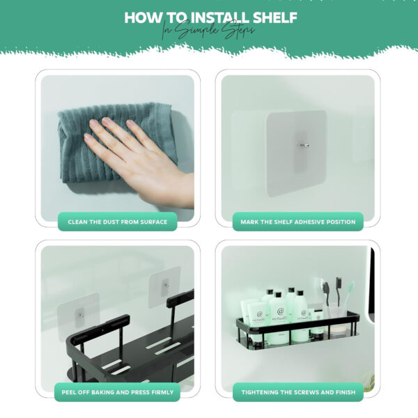 MIORAH Self Adhesive Bathroom Shelves | Bathroom Accessories Set | Rustproof White Rack | No Drill | Pack of 2 - Image 26