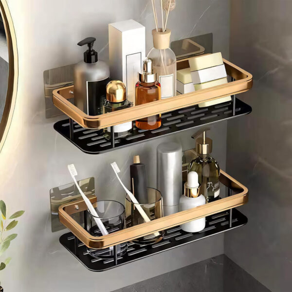 MIORAH Self Adhesive Bathroom Shelves | Bathroom Accessories Set | Rustproof White Rack | No Drill | Pack of 2 - Image 27