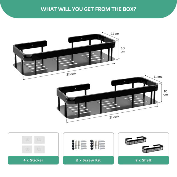 MIORAH Self Adhesive Bathroom Shelves | Bathroom Accessories Set | Rustproof White Rack | No Drill | Pack of 2 - Image 30