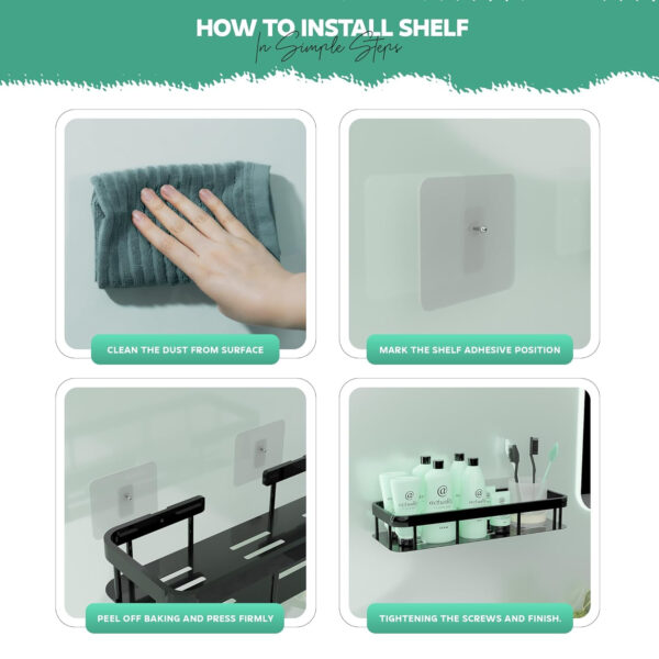 MIORAH Self Adhesive Bathroom Shelves | Bathroom Accessories Set | Rustproof White Rack | No Drill | Pack of 2 - Image 36