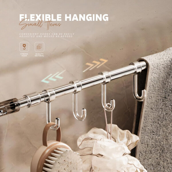Bathroom Accessories Set - 24 Inch MIORAH Towel Rod Towel Rack Clothes Hanger and Towel Holder - Rust-Resistant Bathroom Fittings for Home Grey Pack of 1 - Image 4