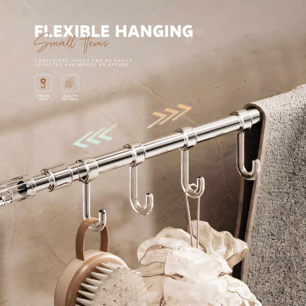 Bathroom Accessories Set - 24 Inch MIORAH Towel Rod Towel Rack Clothes Hanger and Towel Holder - Rust-Resistant Bathroom Fittings for Home Transparent Pack of 1 - Image 4