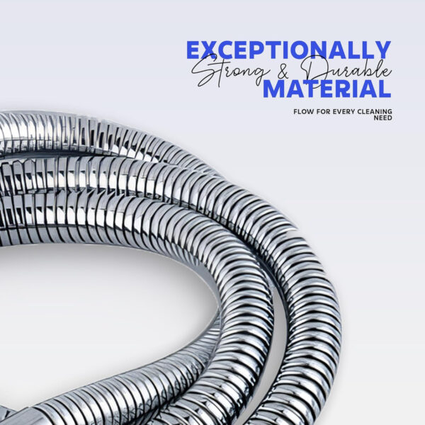 MIORAH Jet Spray Pipe for Toilet, Jet Spray Gun with 1.32 Meter Flexible Hose Pipe | Hand Shower Health Faucet Set | Flush Gun with Holder | Leak-Proof High Pressure ABS, Silver, Pack of 1 - Image 5