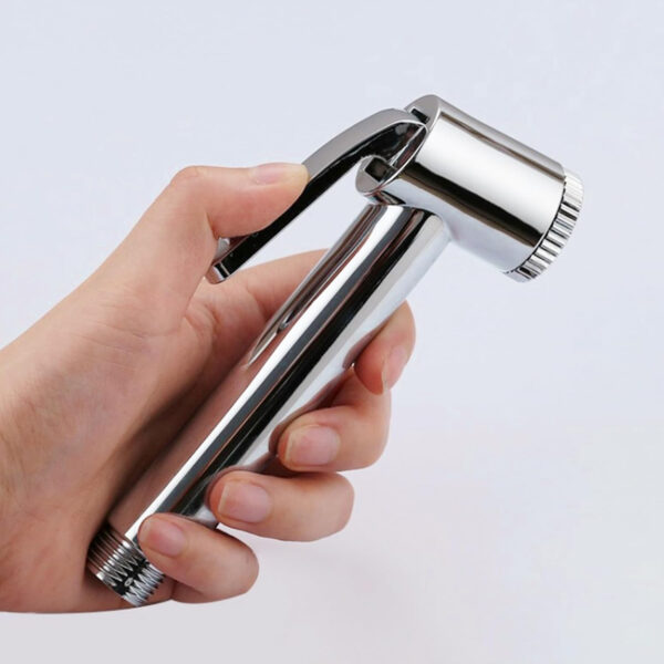 MIORAH Jet Spray Pipe for Toilet, Jet Spray Gun with 1.32 Meter Flexible Hose Pipe | Hand Shower Health Faucet Set | Flush Gun with Holder | Leak-Proof High Pressure ABS, Silver, Pack of 1 - Image 9