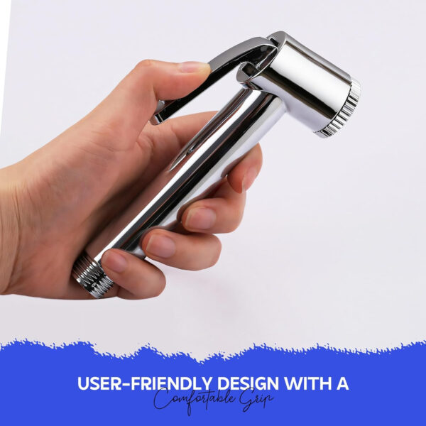 MIORAH Jet Spray Pipe for Toilet, Jet Spray Gun with 1.32 Meter Flexible Hose Pipe | Hand Shower Health Faucet Set | Flush Gun with Holder | Leak-Proof High Pressure ABS, Silver, Pack of 1 - Image 13