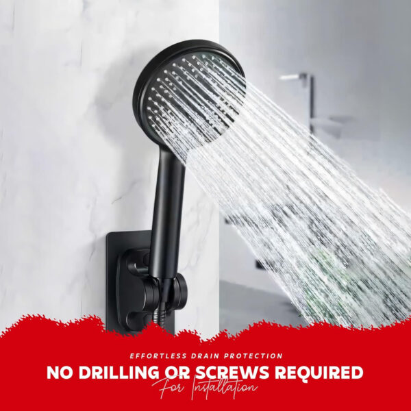 MIORAH Hand Shower Holder for Bathroom | Adjustable Shower Head Holder Wall Mount Bracket | Self-Adhesive Handheld Wall Hook for Health Faucet | No Drill Sawer for Washroom, ABS | Black | Pack of 1 - Image 6