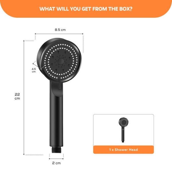 MIORAH Hand Shower for Bath | Sawer Bathroom Set | Shower Head for Bathroom | Handheld Shower | 5 Modes High Pressure ABS Sawar Head, 9 Inch, Pack of 1 - Image 9
