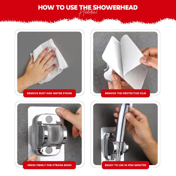 MIORAH Hand Shower Holder for Bathroom | Adjustable Shower Head Holder Wall Mount Bracket | Self-Adhesive Handheld Wall Hook for Health Faucet | No Drill Sawer for Washroom, ABS | Chrome | Pack of 1 - Image 29