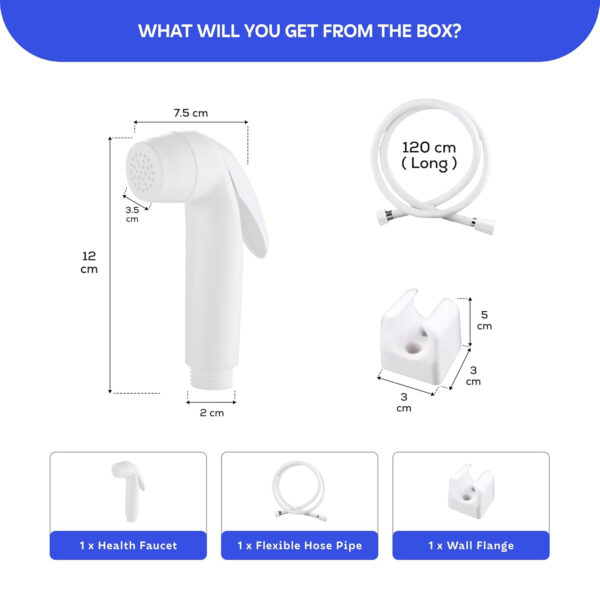 MIORAH Jet Spray Gun for Toilet | Hand Shower for Bathroom Toilet | Washroom Facet | Health Faucets | Leak-Proof High Pressure ABS Spray, White, Pack of 1 - Image 10