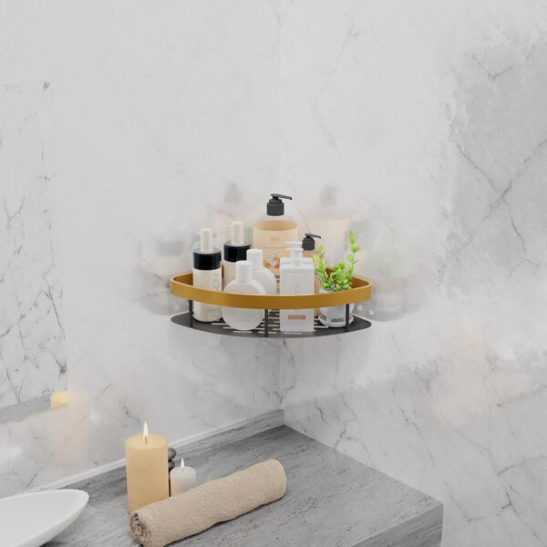 MIORAH 2 Pack Self Adhesive Bathroom Corner Shelf – No Drill Wall Mounted Storage Rack for Toiletries & Shower Organization - Image 25