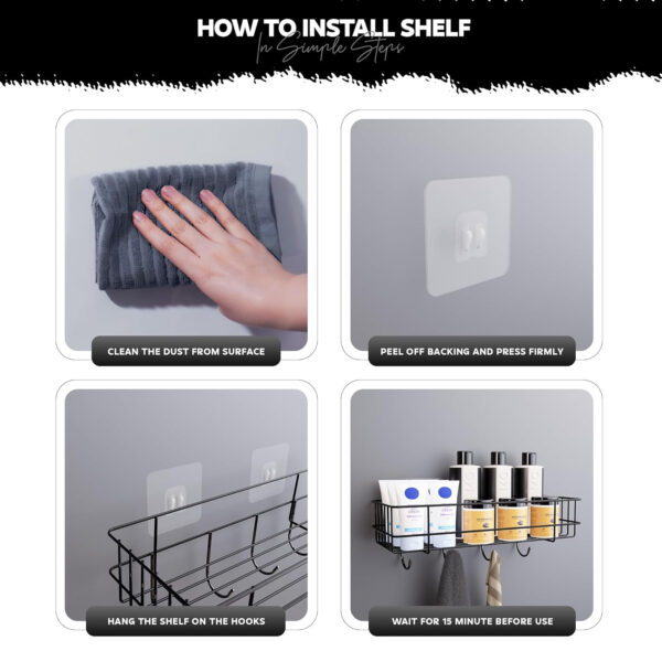 MIORAH 2 Pack Self Adhesive Bathroom Organizer – No Drill Wall Mounted Bathroom Shelves & Rack for Modern Space Saving Storage - Image 28