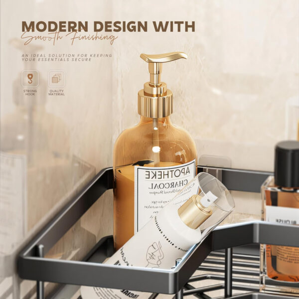 MIORAH 2 Pack Luxury Self Adhesive Bathroom Corner Shelf – No Drill Premium Wall Rack for Toiletries & Elegant Shower Storage - Image 20