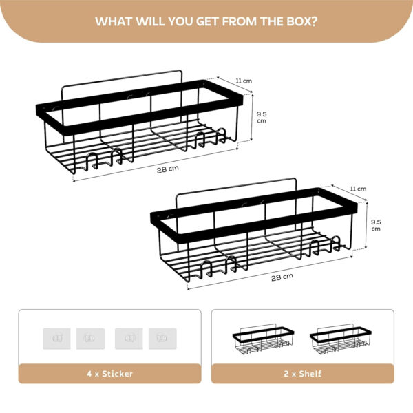 MIORAH Bathroom Organiser Without Drill Self Adhesive Bathroom Shelves & Organizer for Wall Storage and Dcor (Pack of 2) - Image 31
