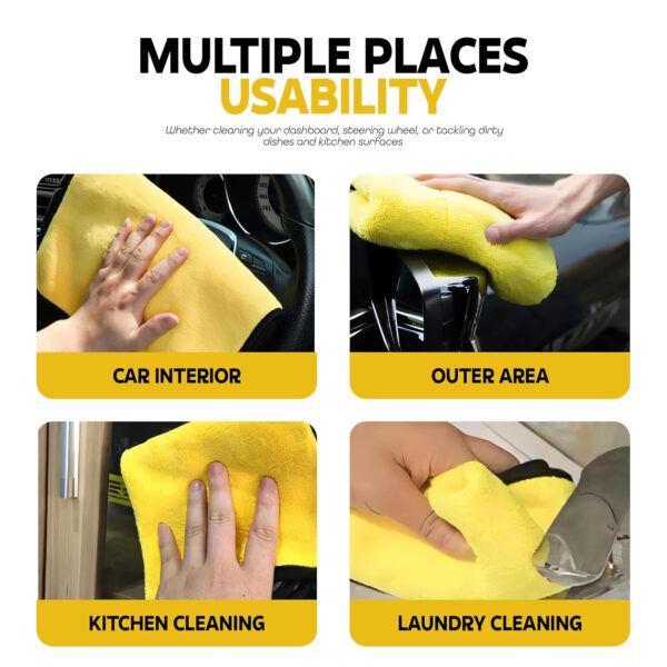 MIORAH Microfiber Cleaning Cloth for Kitchen | 500 GSM Microfiber Cloth for Car, Bike, Laptop | Ideal for All Surfaces, Lint-Free & Ultra Absorbent, Resuable Cleaning Wipe, 35x75 cm, Pack of 2 - Image 8