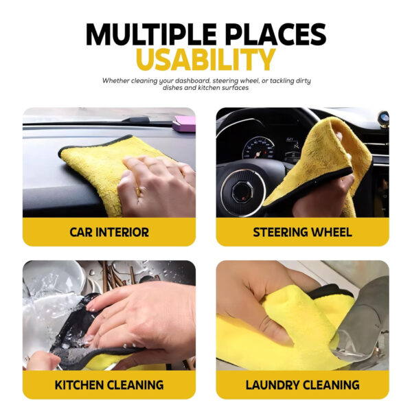 MIORAH Microfiber Cleaning Cloth for Kitchen | 500 GSM Microfiber Cloth for Car, Bike, Laptop | Ideal for All Surfaces, Lint-Free & Ultra Absorbent, Resuable Cleaning Wipe, 35x75 cm, Pack of 2 - Image 16