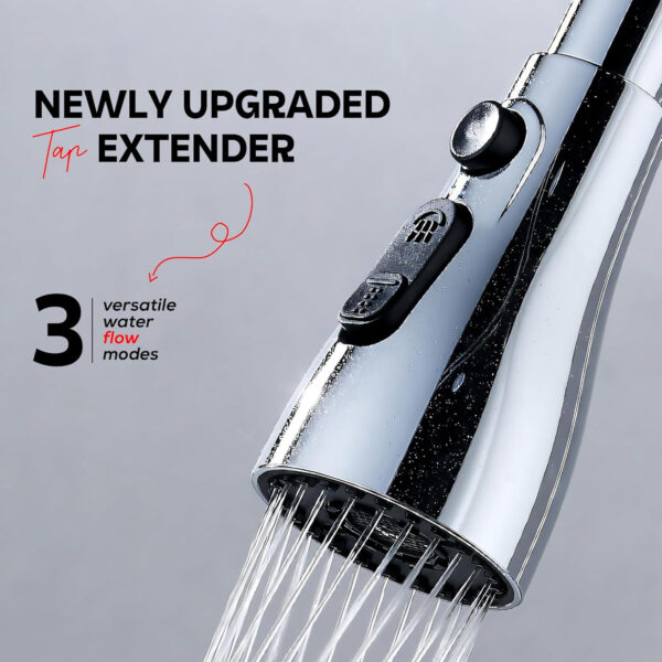 MIORAH Kitchen Faucets for Sink, 3 Modes | Faucet Extender for Taps Attachment | Tap Extension for Bathroom and Washbasin | Swivel Shower for Kitchen Sink, ABS 360° Rotating Aerator, Black, Pack of 1 - Image 10