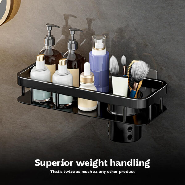 MIORAH Self Adhesive Bathroom Organizer with Tooth Brushholder – No Drill Wall Mounted Bathroom Shelves & Rack for Modern Space Saving Storage - Image 7