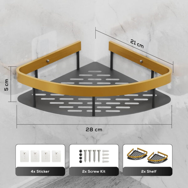 MIORAH Self Adhesive Bathroom Corner Shelf – No Drill Wall Mounted Storage Rack for Toiletries & Shower Organization - Image 10