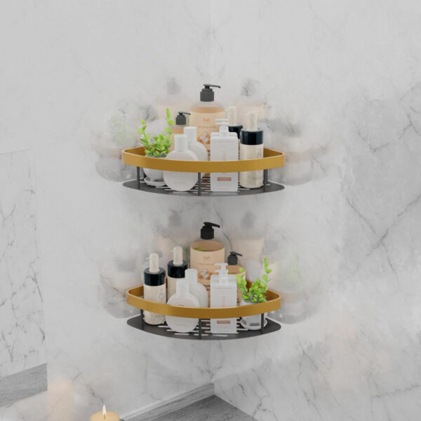 MIORAH Self Adhesive Bathroom Corner Shelf – No Drill Wall Mounted Storage Rack for Toiletries & Shower Organization - Image 14
