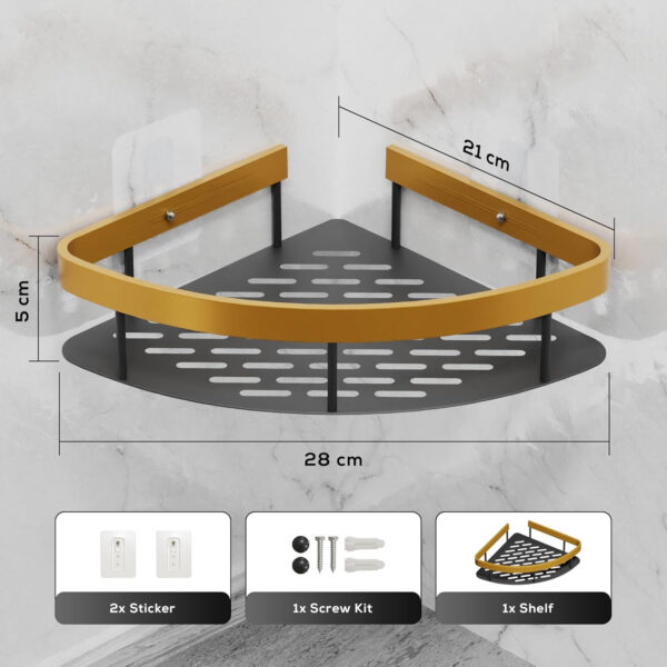 MIORAH Self Adhesive Bathroom Corner Shelf – No Drill Wall Mounted Storage Rack for Toiletries & Shower Organization - Image 21