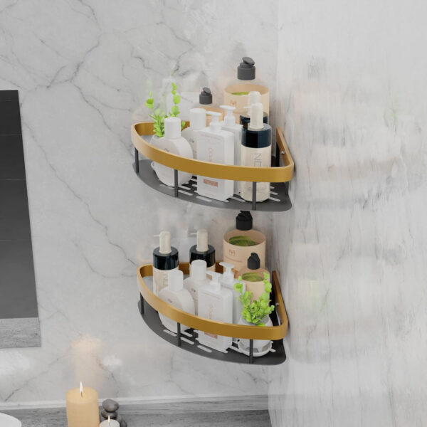 MIORAH 2 Pack Self Adhesive Bathroom Corner Shelf – No Drill Wall Mounted Storage Rack for Toiletries & Shower Organization - Image 6