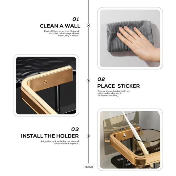 MIORAH Self Adhesive Bathroom Shelf – No Drill Rustproof Wall Organizer Rack for Toiletries & Shower Storage - Image 6