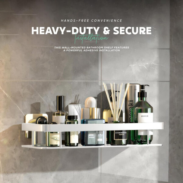 MIORAH Self Adhesive Bathroom Shelf – No Drill Rustproof Wall Organizer Rack for Toiletries & Shower Storage - Image 32