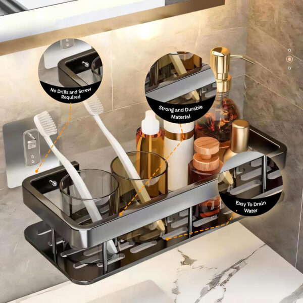 MIORAH 2 Pack Self Adhesive Bathroom Shelf – No Drill Rustproof Wall Organizer Rack for Toiletries & Shower Storage - Image 11