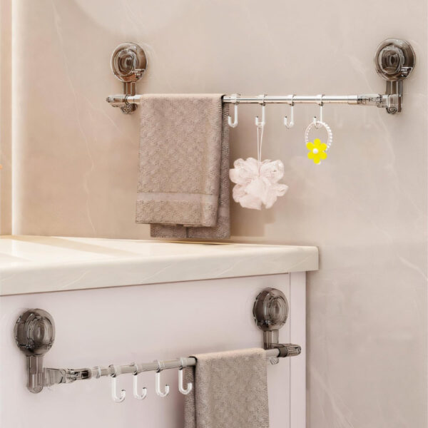 MIORAH Adjustable Towel Bar 60–112cm – Suction & Adhesive Wall Mounted Towel Rack for Bathroom | No Drill, Rustproof - Image 8