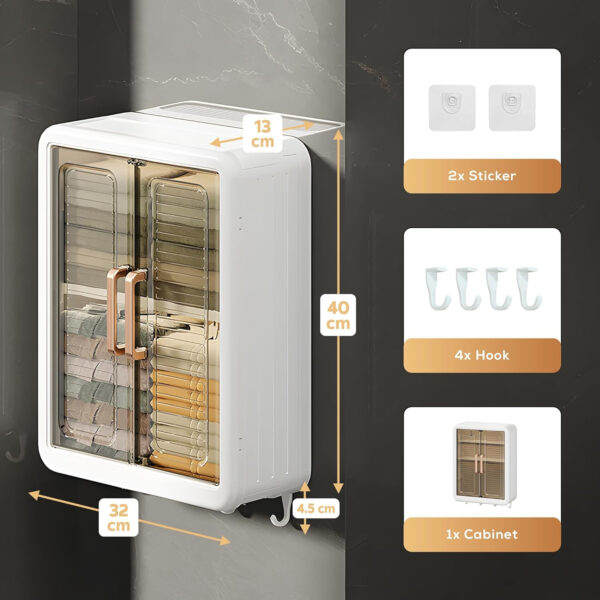 MIORAH Wall-Mounted Bathroom Storage Cabinet White | Space Saving Bathroom Organizer Shelf | Compact Storage for Essentials | No Mirror | Modern Design - Image 2
