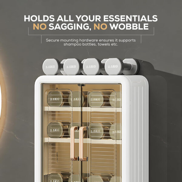 MIORAH Wall-Mounted Bathroom Storage Cabinet White | Space Saving Bathroom Organizer Shelf | Compact Storage for Essentials | No Mirror | Modern Design - Image 3