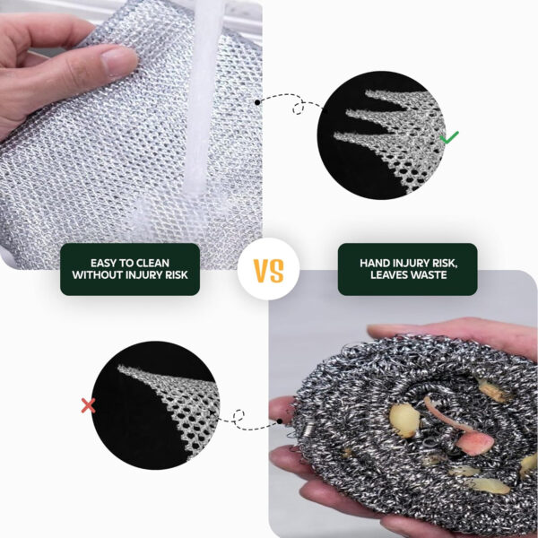 MIORAH 20 Pack Steel Scrubber for Kitchen Utensils Non-Scratch Dishwash Scrub for Kitchen Cleaning | Utensil Cleaner Scrub & Vessel Cleaning Tool Silver - Image 7