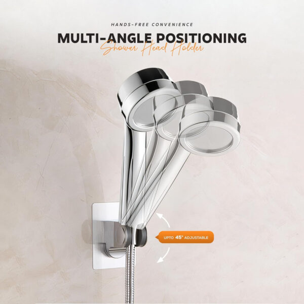 Adhesive Handheld Shower Head Holder by MIORAH | Adjustable Angle Shower Wand Holder | Bathroom Wall Mount Shower Bracket - Image 4