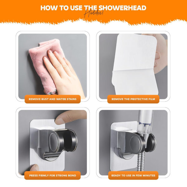 Adhesive Handheld Shower Head Holder by MIORAH | Adjustable Angle Shower Wand Holder | Bathroom Wall Mount Shower Bracket - Image 7