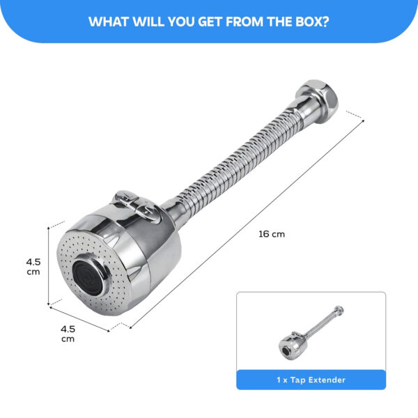 MIORAH 2 Modes Tap Extender for Wash Basin,Kitchen Sink | Tap Extension for Kitchen Sink | Sink Nal Tap Faucet 360° Rotating ABS Aerator, Silver,Pack of 1 - Image 2