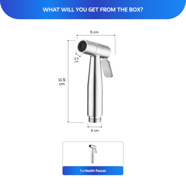 MIORAH Jet Spray Gun for Toilet | Hand Shower for Bathroom Toilet | Washroom Facet | Health Faucets | Leak-Proof High Pressure Stainless Steel Spray, Silver, Pack of 1 - Image 2