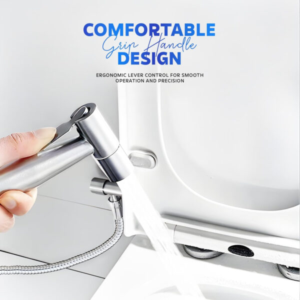 MIORAH Jet Spray Gun for Toilet | Hand Shower for Bathroom Toilet | Washroom Facet | Health Faucets | Leak-Proof High Pressure Stainless Steel Spray, Silver, Pack of 1 - Image 3